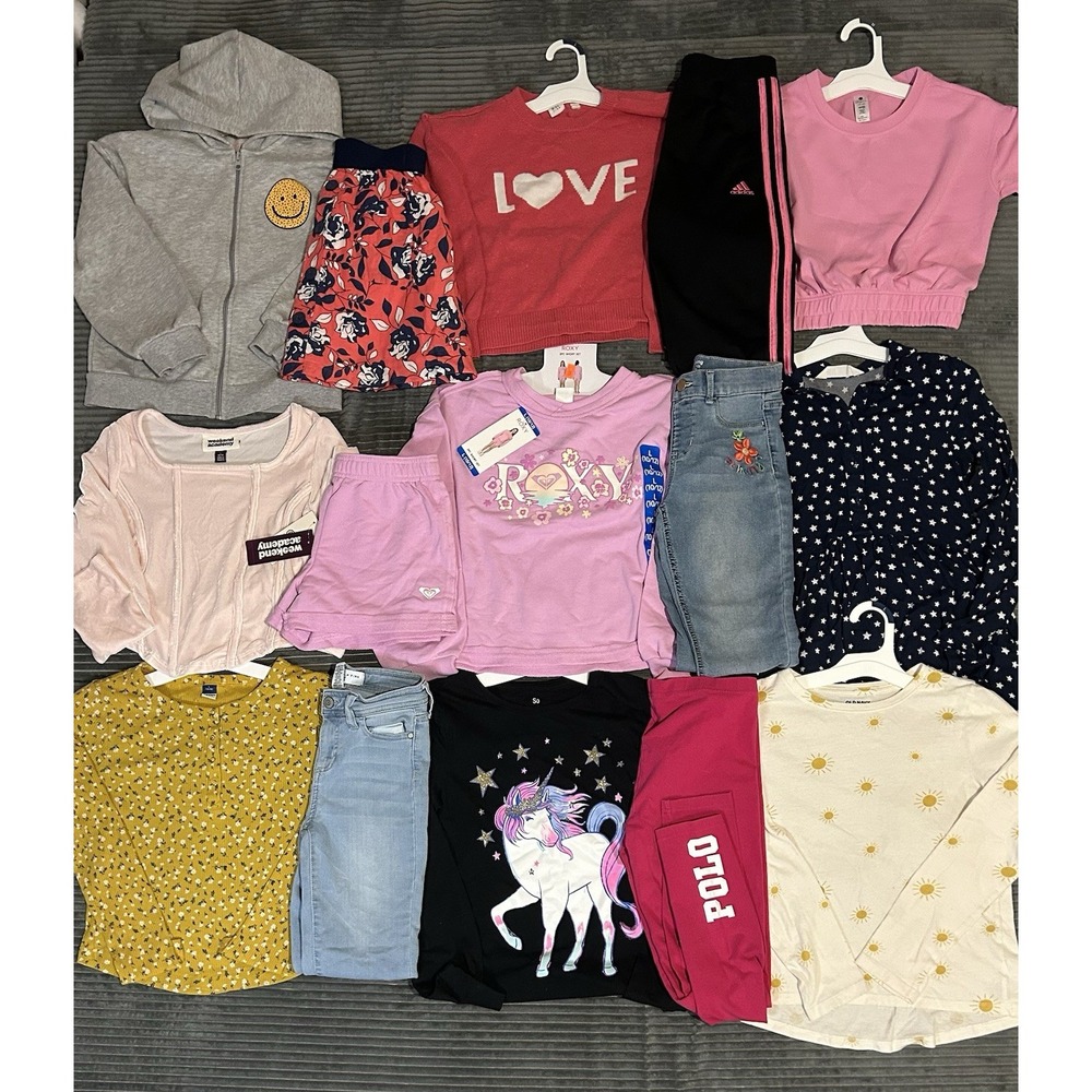 Huge Lot Girls Size 10 12 Clothes NEW &EC Winter Dress Roxy Polo RL Gap Jeans L
